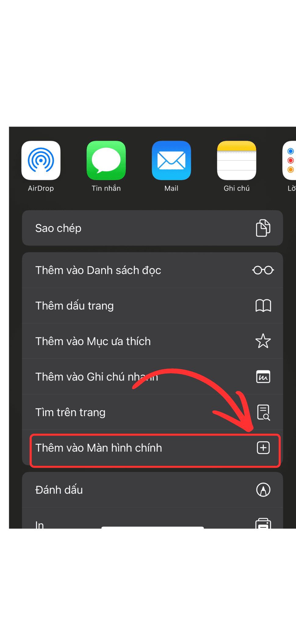 Hướng dẫn cài app trên Safari/iPhone (bước 2)